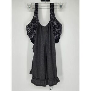 Lululemon‎ Tank Top with Sport Bra Women's Size 8 Gray and Black Athletic EUC